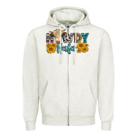 Oatmeal Heather Western Howdy Heifer With Simmental Cow Zipper Hoodie - LillyAllenDesigns
