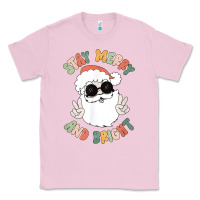 Bubblegum Pink funny groovy stay merry and bright christmas santa claus t shirt Classic Tee - ArtMosaic