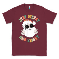 Burgundy funny groovy stay merry and bright christmas santa claus t shirt Classic Tee - ArtMosaic