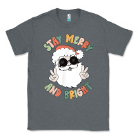 Charcoal Heather funny groovy stay merry and bright christmas santa claus t shirt Classic Tee - ArtMosaic