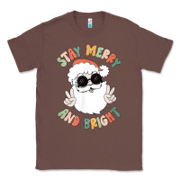 Chestnut funny groovy stay merry and bright christmas santa claus t shirt Classic Tee - ArtMosaic