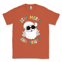 Copper funny groovy stay merry and bright christmas santa claus t shirt Classic Tee - ArtMosaic