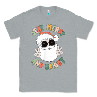 Heather Grey funny groovy stay merry and bright christmas santa claus t shirt Classic Tee - ArtMosaic