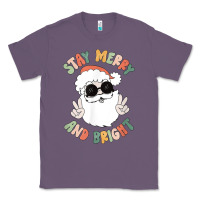 Lavender funny groovy stay merry and bright christmas santa claus t shirt Classic Tee - ArtMosaic