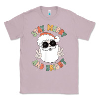 Lilac funny groovy stay merry and bright christmas santa claus t shirt Classic Tee - ArtMosaic