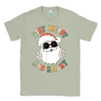 Matcha funny groovy stay merry and bright christmas santa claus t shirt Classic Tee - ArtMosaic