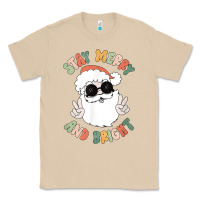 Mushroom funny groovy stay merry and bright christmas santa claus t shirt Classic Tee - ArtMosaic