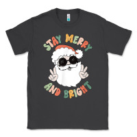 Smoke funny groovy stay merry and bright christmas santa claus t shirt Classic Tee - ArtMosaic