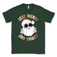 Sports Green funny groovy stay merry and bright christmas santa claus t shirt Classic Tee - ArtMosaic