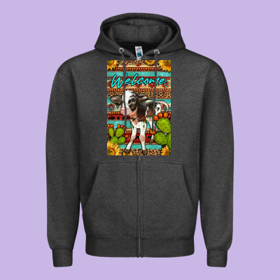 Welcome Cute Baby Calf Zipper Hoodie Designed By Lillyallendesigns