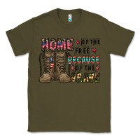 Army Green home of the free beacause of the brave Classic Tee - CowhideDigitalArt