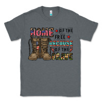 Charcoal Heather home of the free beacause of the brave Classic Tee - CowhideDigitalArt