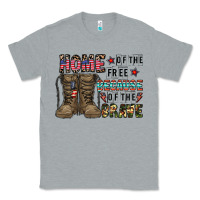 Heather Grey home of the free beacause of the brave Classic Tee - CowhideDigitalArt