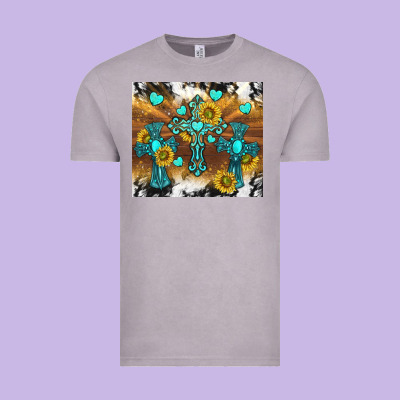 Western Crosses And Sunflowers Vintage Tee Designed By Tumblerdesignbyshophia