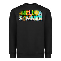 Black Hello Summer Heavyweight Sweatshirt - CowhideDigitalArt