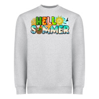 Heather Grey Hello Summer Heavyweight Sweatshirt - CowhideDigitalArt