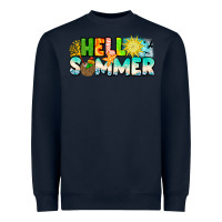 Navy Hello Summer Heavyweight Sweatshirt - CowhideDigitalArt