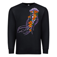Black light purple jellyfish and floral Premium Sweatshirt - BarkalooDesign