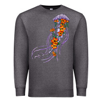 Charcoal Heather light purple jellyfish and floral Premium Sweatshirt - BarkalooDesign