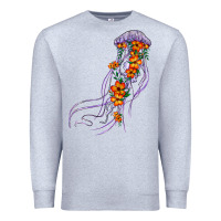 Heather Grey light purple jellyfish and floral Premium Sweatshirt - BarkalooDesign