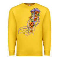 Lemon light purple jellyfish and floral Premium Sweatshirt - BarkalooDesign