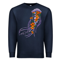Navy light purple jellyfish and floral Premium Sweatshirt - BarkalooDesign