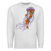 Oatmeal Heather light purple jellyfish and floral Premium Sweatshirt - BarkalooDesign