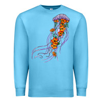 Ocean Blue light purple jellyfish and floral Premium Sweatshirt - BarkalooDesign