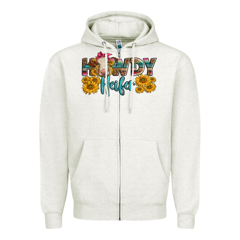 Western Howdy Heifer With Charolais Cow Zipper Hoodie by LillyAllenDesigns | Teevron