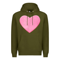 Army Green Valentines Pink Heart Premium Hoodie - FloraArt