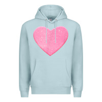 Blue Mist Valentines Pink Heart Premium Hoodie - FloraArt