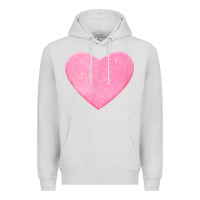 Dove Grey Valentines Pink Heart Premium Hoodie - FloraArt