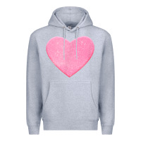 Heather Grey Valentines Pink Heart Premium Hoodie - FloraArt