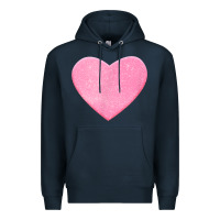 Navy Valentines Pink Heart Premium Hoodie - FloraArt