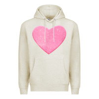 Oatmeal Heather Valentines Pink Heart Premium Hoodie - FloraArt