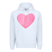 White Valentines Pink Heart Premium Hoodie - FloraArt