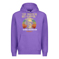 Purple stay strapped or get clapped george washington Premium Hoodie - FloraArt