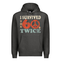 Charcoal Heather I Survived The Sixties 60s Twice Premium Hoodie - FloraArt