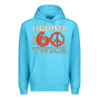 Ocean Blue I Survived The Sixties 60s Twice Premium Hoodie - FloraArt