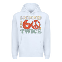 White I Survived The Sixties 60s Twice Premium Hoodie - FloraArt