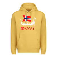 Antique Gold boat norwegian flag norway viking ship norway Premium Hoodie - FloraArt