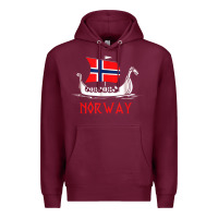 Burgundy boat norwegian flag norway viking ship norway Premium Hoodie - FloraArt