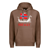 Chestnut boat norwegian flag norway viking ship norway Premium Hoodie - FloraArt