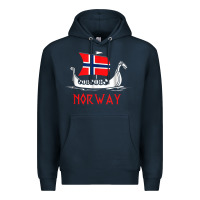 Navy boat norwegian flag norway viking ship norway Premium Hoodie - FloraArt