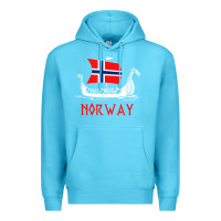 Ocean Blue boat norwegian flag norway viking ship norway Premium Hoodie - FloraArt