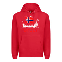Red boat norwegian flag norway viking ship norway Premium Hoodie - FloraArt