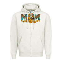 Oatmeal Heather charolais cow mom Zipper Hoodie - LillyAllenDesigns