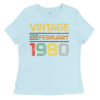 Baby Blue Born in 1980 Vintage February Ladies Tee - Bettercallsaul