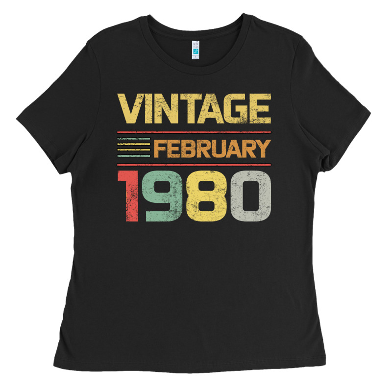 Born In 1980 Vintage February Ladies Tee by Bettercallsaul | Teevron