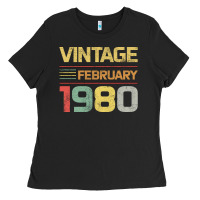 Black Born in 1980 Vintage February Ladies Tee - Bettercallsaul